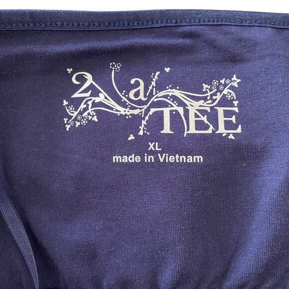 2 A Tee Navy Blue Spaghetti Strap Undershirt Tank Top Size XL Cotton/Spandex - Picture 5 of 5